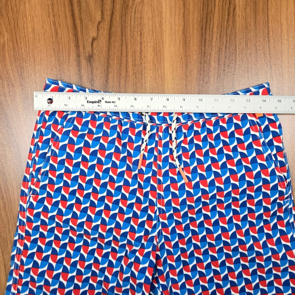 Psycho Bunny Boys Swim Trunks Red White Blue Geometric Shorts Size 14-16 L - Picture 5 of 7